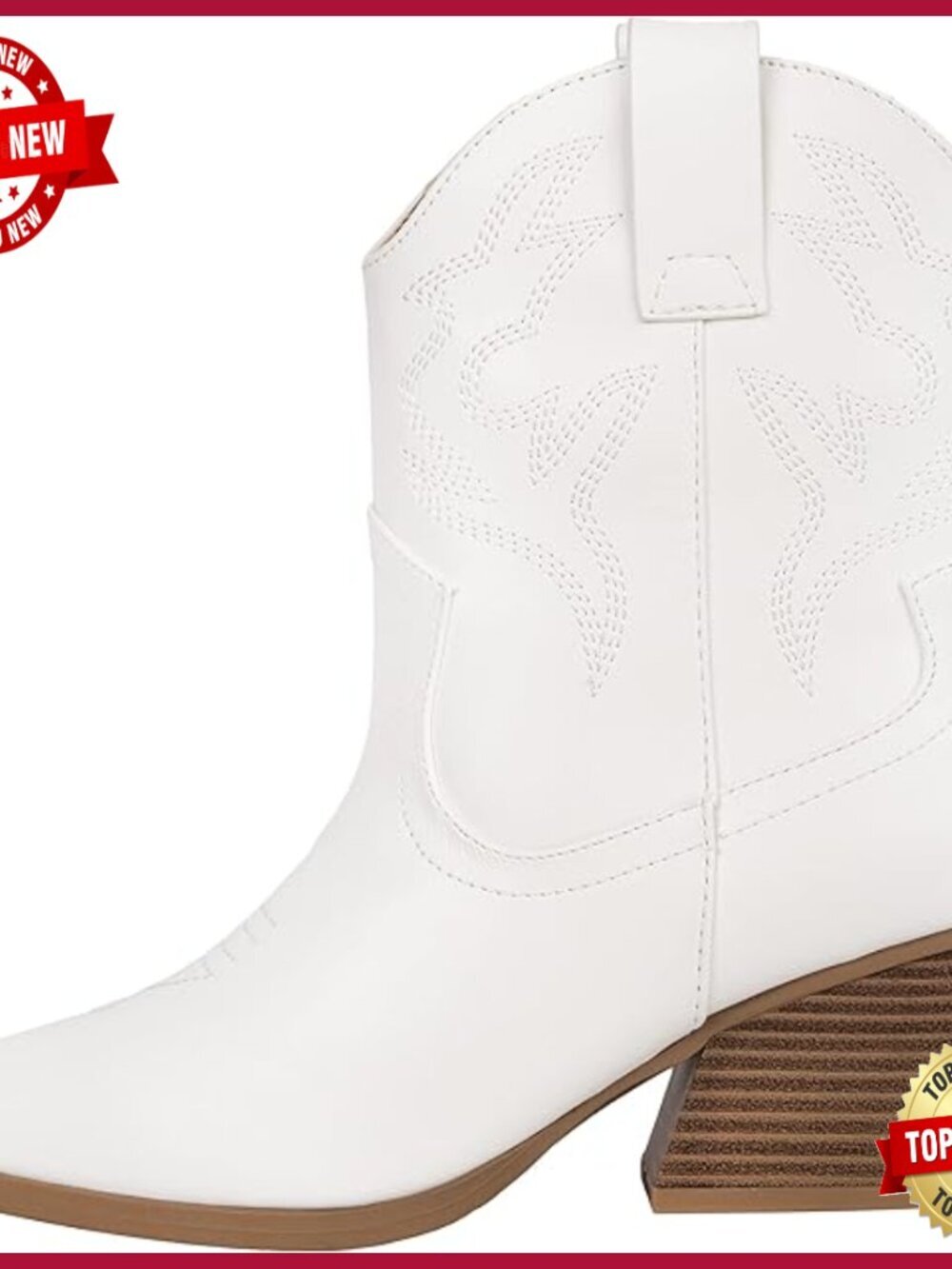 Western Ankle Boots Pointed Toe Cowgirl Booties Block Heel